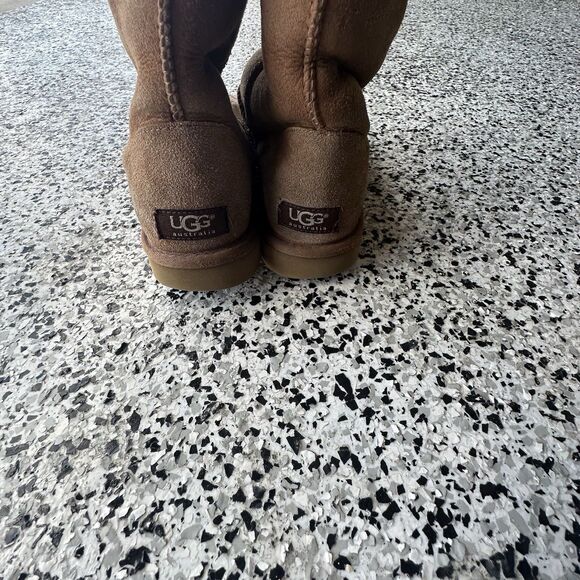 Ugg Classic Tall Boots Womens 6 Chestnut Suede Sheepskin Shearling 5815 Fur - Picture 3 of 9